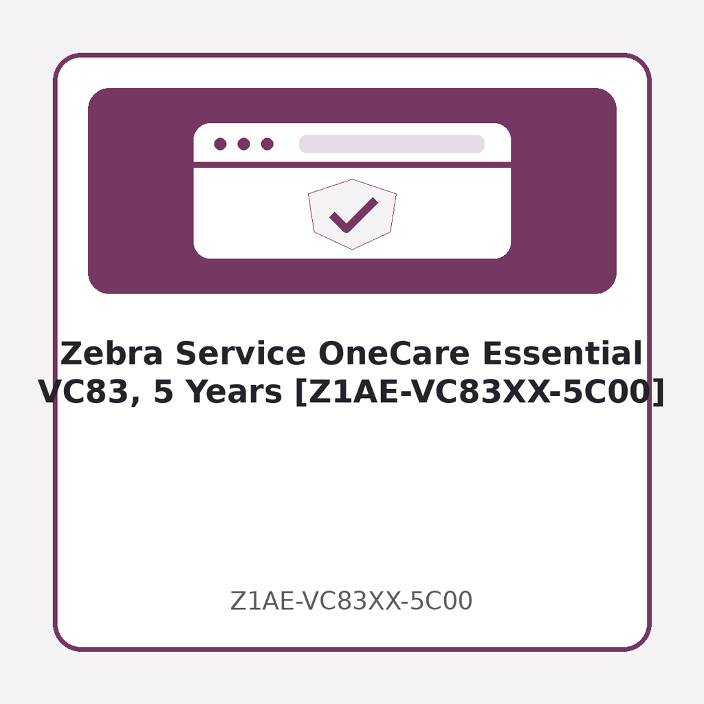 [Z1AE-VC83XX-5C00] Zebra Service OneCare Essential VC83, 5 Years [Z1AE-VC83XX-5C00]