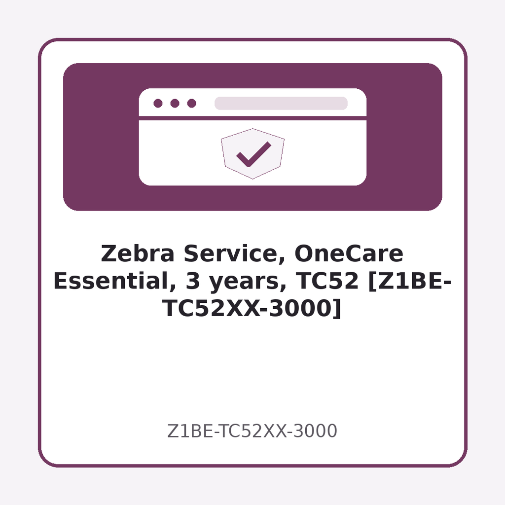 [Z1BE-TC52XX-3000] Zebra Service, OneCare Essential, 3 years, TC52 [Z1BE-TC52XX-3000]