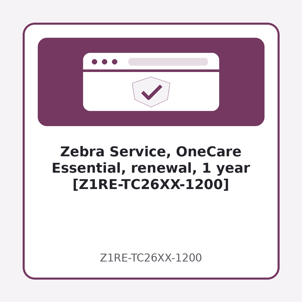 Zebra Service, OneCare Essential, renewal, 1 year [Z1RE-TC26XX-1200]